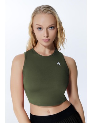 Ed 2343-06 Barty Dry-Touch Crop Kolsuz Kadın Üstü Haki