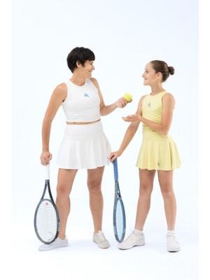 ED2390-01 Tulıp Kloş Dry-Touch Tenis Eteği Beyaz