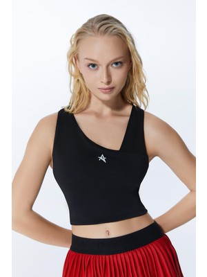 Ed 2326-02 Rihanna Dry-Touch Asimetrik Detaylı Kadın Üstü Siyah