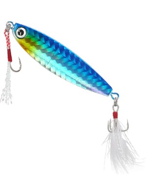 Tabaş Metal Demir Plaka Tüy Deniz Gövde 1 Kanca ve Kuyrukta 3 Iğneli Keskin Kanca Jigs Deniz Balıkçılık Metal Yalancı Yem 20G 6cm Beyaz Kırmızı/çoklu Renk 2 Adet