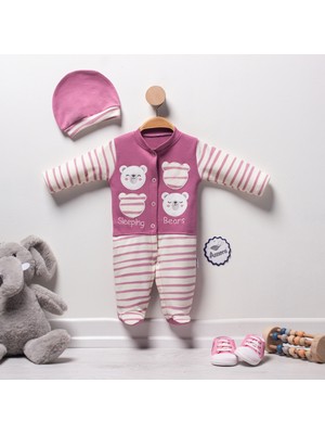 Annora Baby Çizgili Sleeping Bears Kız & Erkek Bebek Tulumu