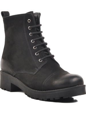 Ayakmod Siyah Nubuk  Deri Kadın Bot