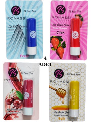 Royaleks RS Ronassi Dudak Koruyucu ve Parlatıcısı Fresh Çilek Vişne ve Ballı 4 Lü Set