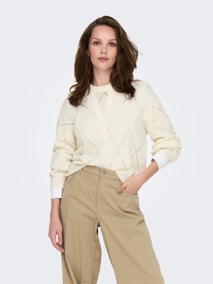 Only Kadın Yuvarlak Yaka Oversize Örme Kazak - 15339575