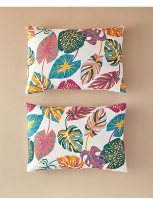 Home Leaf Jungle 2'li Yastık Kılıfı Fuşya