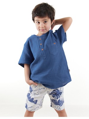 Midimod Erkek Çocuk Müslin Gömlek Gabardin Şort Takım