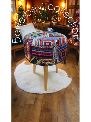 Beylerbeyi Coco Puf, Düz Kumaş,3 Ayak,oturma Odası, Makyaj Masası Pufu