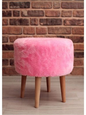 Beylerbeyi Coco Puf, Peluş, Pembe,oturma Odası, Makyaj Masası Pufu 4 Ayaklı