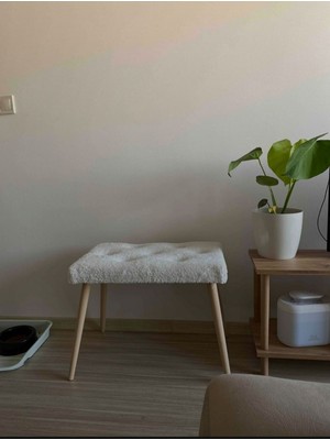 Beylerbeyi Gürgen Retro Ahşap Ayaklı Handmade Pofidik Puf Bench Koltuk