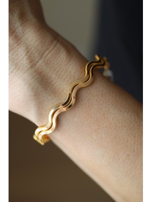 Yenigün Kuyumculuk 14 Ayar Altın Ikili Zikzak Ajda Görünümlü Kelepçe