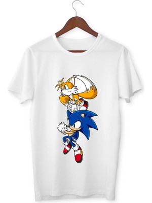 Alpşan Ticaret Sonic Tişörtleri Beyaz  T-Shirt Sonik Çocuk Yetişkin Tişört