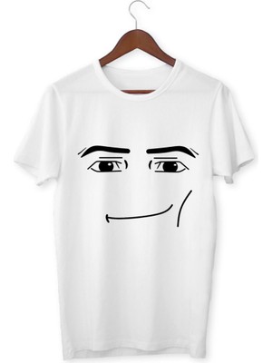 Alpşan Ticaret Roblox Face Man Tişört Beyaz  Tshirt Roblox Tişört