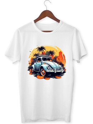 Alpşan Ticaret Araba Vosvos Tişört Baskılı Çocuk Yetişkin Beyaz T-Shirt  Tişört