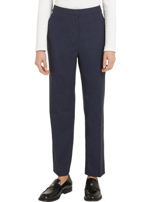 Tommy Hilfiger Standart Bel Standart Lacivert Kadın Pantolon Flannel Slım Straıght Pant