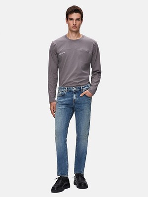 LTB Erkek Joshua Dar Paça Düşük Bel Jean Pantolon Orta Mavi Denim Normal Kalıp