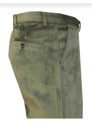 Rewoly Klasik Kesim Yeşil Kadife Pantolon