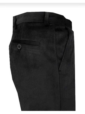Klasik Kesim Siyah Kadife Pantolon