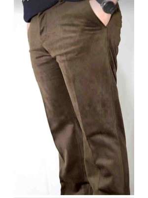 Rewoly Klasik Kesim Kahverengi Kadife Pantolon