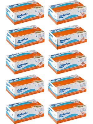 Dolphin Pudrasız Lateks Muayene Eldiveni L Beden 100 Adet x 10 Paket - MDR