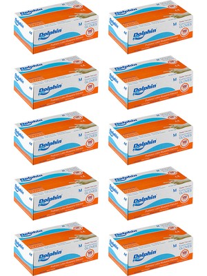 Dolphin Pudrasız Lateks Muayene Eldiveni M Beden 100 Adet x 10 Paket - MDR