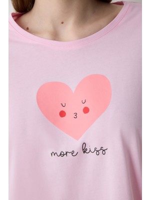 Penti Cute Hearts Pantolon Açık Pembe Pamuklu Pijama Takımı - Penti Loves Paris Koleksiyonu