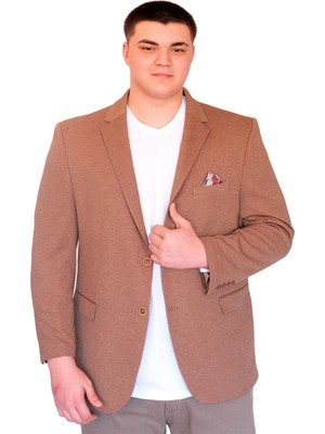 Mode Xl Büyük Beden Erkek Klasik Blazer Ceket Dıago 23027 Cappucino