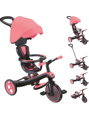 Globber Explorer 4in1 Pembe Trike Bisiklet 10 Ay - 5 Yaş Arası Çocuklar İçin Yüksek Sırtlı Koltuk