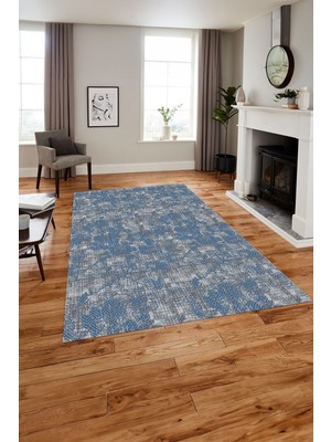 Napoli Home Baskılı Modern Kesik Vektörel Model Yıkanabilir Kaymaz Yolluk Mutfak Salon Halısı, Modern-134-Mavi,