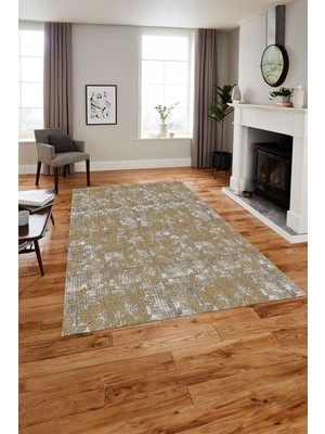 Napoli Home Baskılı Modern Kesik Vektörel Model Yıkanabilir Kaymaz Yolluk Mutfak Salon Halısı, Modern-134-Sarı,