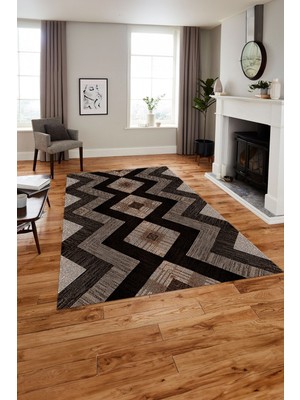 Napoli Home Dijital Baskılı Modern Sade Desen Yıkanabilir Kaymaz Yolluk Mutfak Salon Halısı, Modern-137-Kahve,