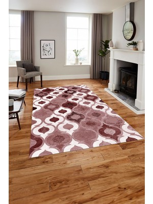 Napoli Home Baskılı Modern Kupa Motifli Yıkanabilir Kaymaz Yolluk Mutfak Salon Halısı, Modern-162-Bordo,