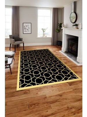 Napoli Home Dijital Baskılı Modern Küp Model Yıkanabilir Kaymaz Yolluk Mutfak Salon Halısı, Modern-161-Siyah,