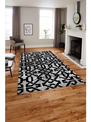 Napoli Home Baskılı Modern Kelepçe Modelli Yıkanabilir Kaymaz Yolluk Mutfak Salon Halısı, Modern-143-Gri,