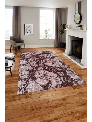 Napoli Home Baskılı Modern Çerçeve Model Yıkanabilir Kaymaz Yolluk Mutfak Salon Halısı, MODERN-177-BORDO,