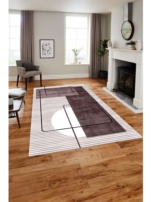 Napoli Home Baskılı Modern Sade Klasik Yıkanabilir Kaymaz Yolluk Mutfak Salon Halısı, MODERN-158-BORDO,