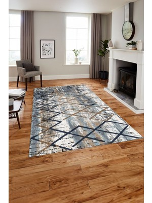 Napoli Home Baskılı Modern Çizgili Desen Yıkanabilir Kaymaz Yolluk Mutfak Salon Halısı, MODERN-171-RENKLİ,