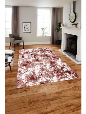 Napoli Home Dijital Baskılı Modern Sade Motif Yıkanabilir Kaymaz Yolluk Mutfak Salon Halısı, MODERN-207-BORDO,