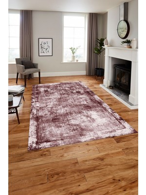 Napoli Home Dijital Baskılı Modern Sade Desen Yıkanabilir Kaymaz Yolluk Mutfak Salon Halısı, MODERN-215-BORDO,