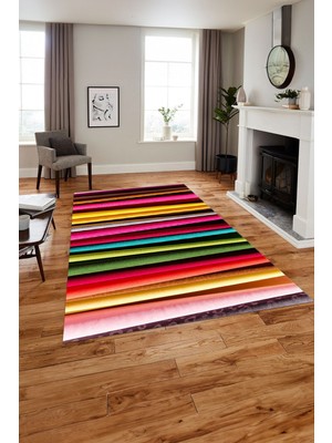 Napoli Home Dijital Baskılı Modern Düz Sade Yıkanabilir Kaymaz Yolluk Mutfak Salon Halısı, MODERN-164-RENKLİ,