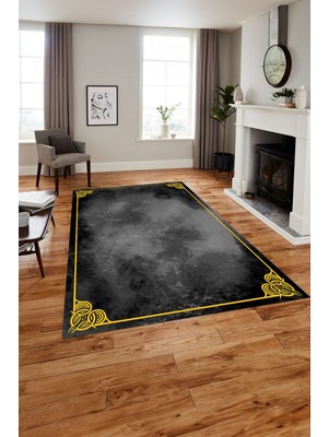 Napoli Home Baskılı Modern Düz Çerçeve Model Yıkanabilir Kaymaz Yolluk Mutfak Salon Halısı, MODERN-208-ANTRASİT,
