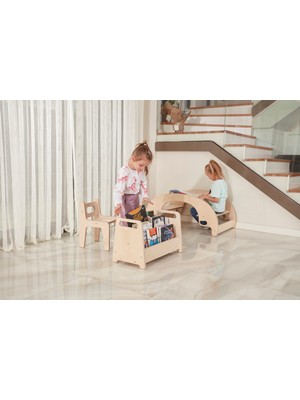 Ahşap Montessori Kitaplık | Orta Boy Ahşap Kitaplık | Montessori Kitaplık