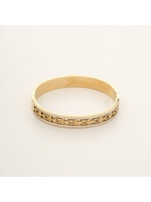 Stainless Steel Iki Sıra Taşlı Kelepçe