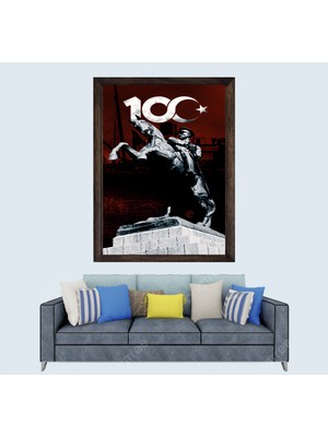 Türkçü, Mustafa Kemal Atatürk , Türk, Çerçeveli Cam Duvar Tablosu 20 x 30  cm  SP17