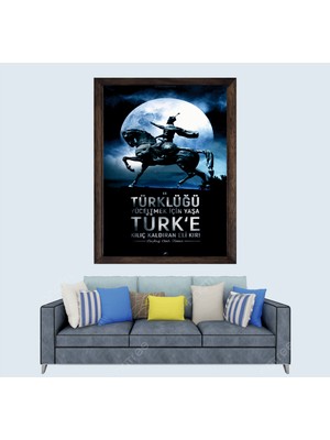Türkçü, Başbuğ Emir Timur Çerçeveli Cam Duvar Tablosu 30 x 45  cm