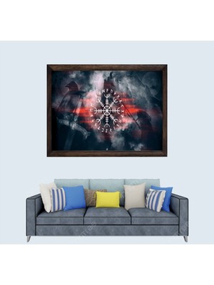 Türkçü, Türk, Kurt, Çerçeveli Cam Duvar Tablosu 30 x 45  cm