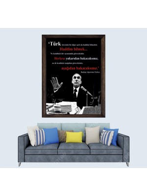 Türkçü, Mhp, Başbuğ Alparslan Türkeş Sözü Çerçeveli Cam Duvar Tablosu 20 x 30  cm