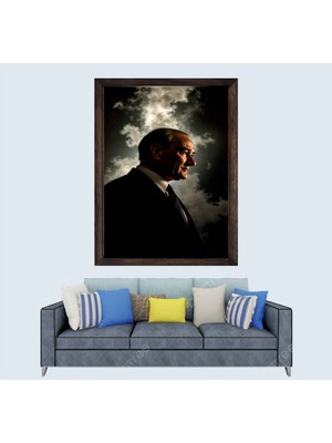 Türkçü, Mustafa Kemal Atatürk , Türk, Çerçeveli Cam Duvar Tablosu 20 x 30  cm  Sp3