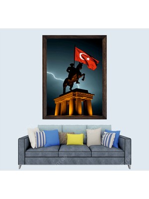 Türkçü, Mustafa Kemal Atatürk , Türk, Çerçeveli Cam Duvar Tablosu 20 x 30  cm  SP10