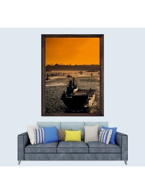 Türkçü, Türk Donanması, Mavi Vatan, Çerçeveli Cam Duvar Tablosu 20 x 30  cm  Sp4