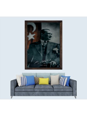 Türkçü, Mustafa Kemal Atatürk , Türk, Çerçeveli Cam Duvar Tablosu 20 x 30  cm  SP14